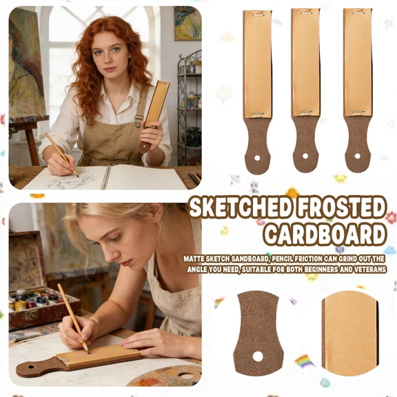 30 Sheets Sandpaper Sharpeners, 6.2X0.9" Sketch Pencil Sharpening Tools (6 Pcs) For Artist Sketch Beginner, Fine Grinding For Colored Pencils Chalk Crayons Charcoal