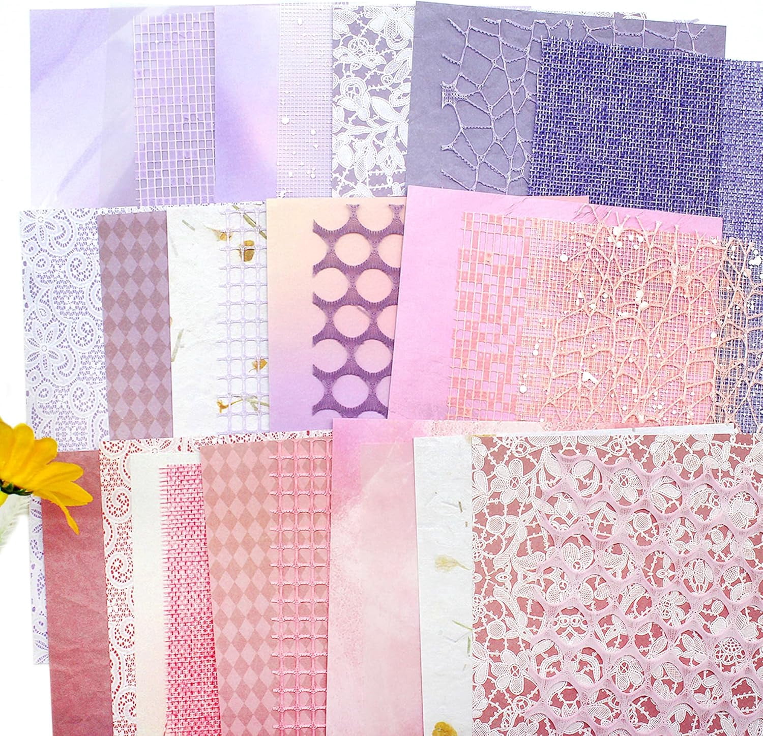 30 Sheets Textured Paper - 57 Inch Craft Paper, Suitable for Scrapbooking, Art Diary, Card Making, (Pink, Purple)