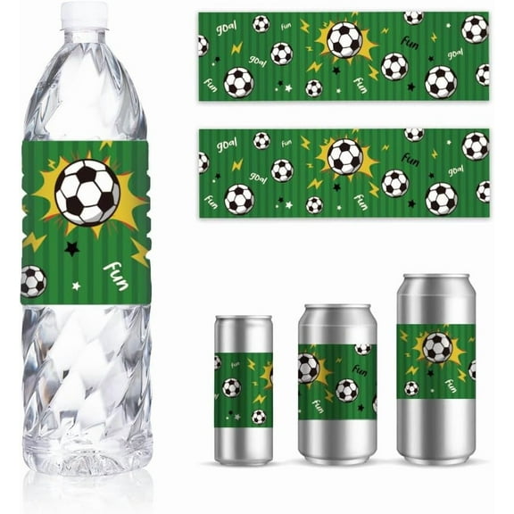 30 Sheets Water Bottle Labels Football Printed Theme Party Drink Water Bottle Labels Self-Adhesive Packaging Stickers Personalized for Water Bottle 8.5x2.5 Inches