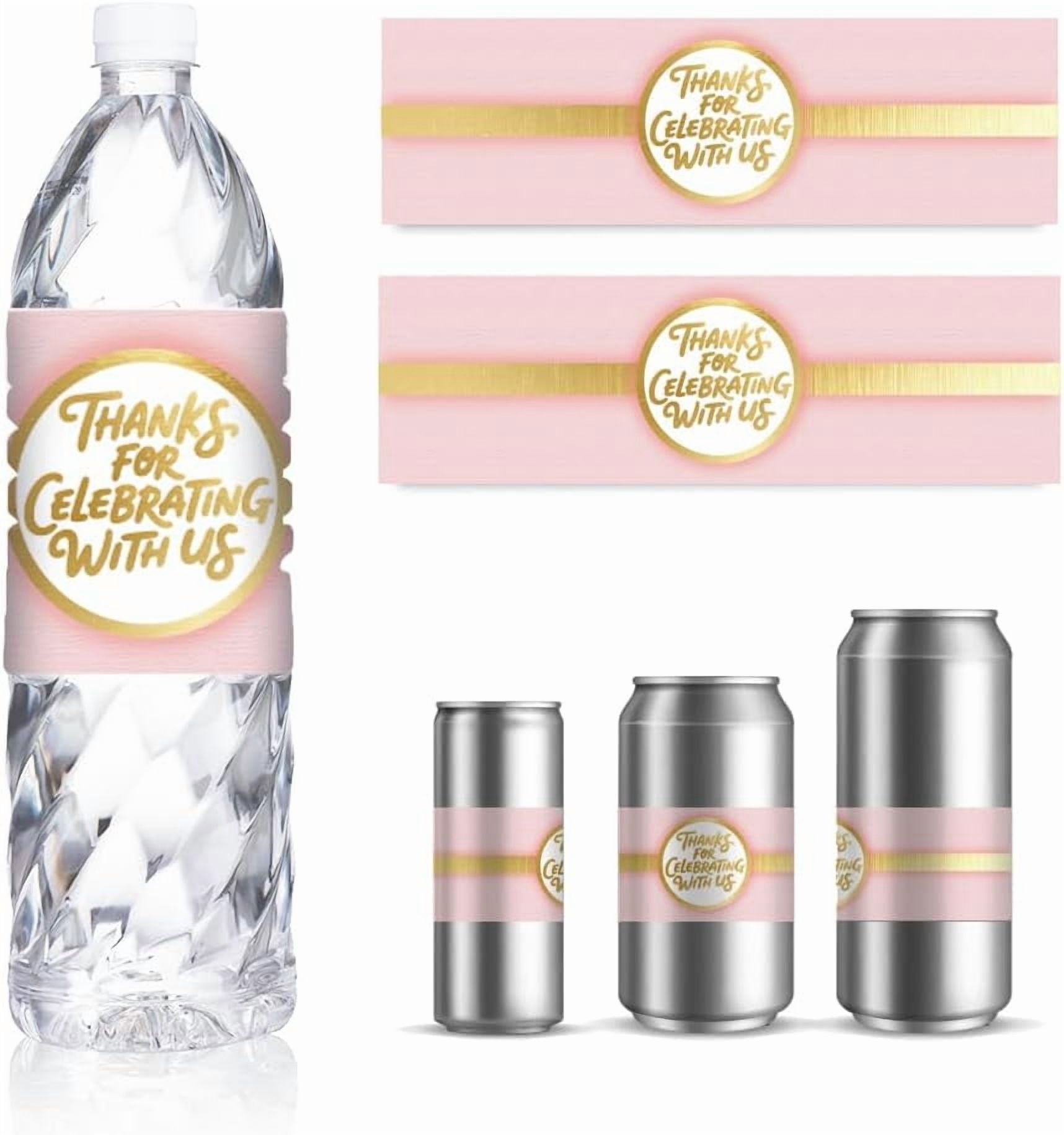 30 Sheets Water Bottle Labels Pink Golden Drinking Water Container ...
