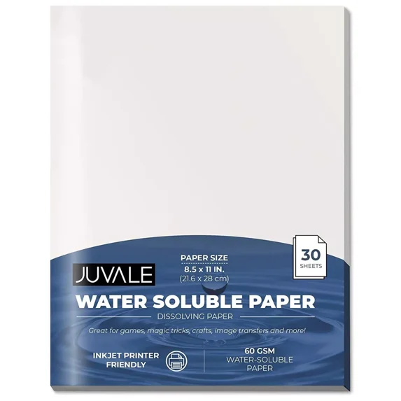 30 Sheets, Water Soluble Dissolving Paper, Letter Size, 8.5 x 11 In