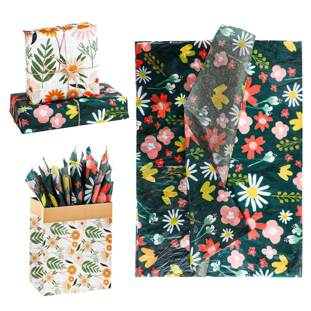 30 Sheets Wrapping Tissue YPF5 Paper, 19.68x13.78 Inch Floral Printed