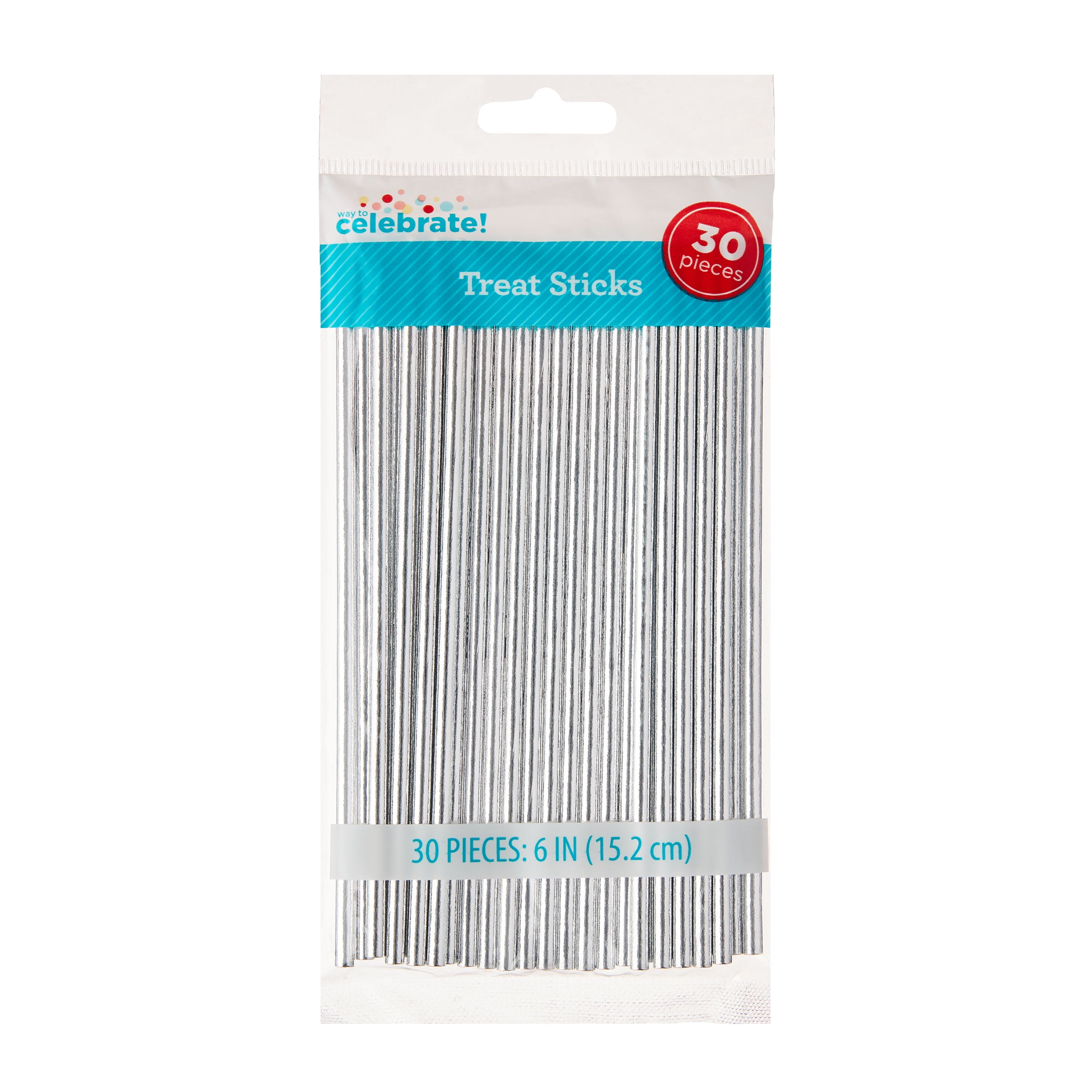 30 Count, 6 IN, Silver, Paper Treat Sticks, by Way To Celebrate