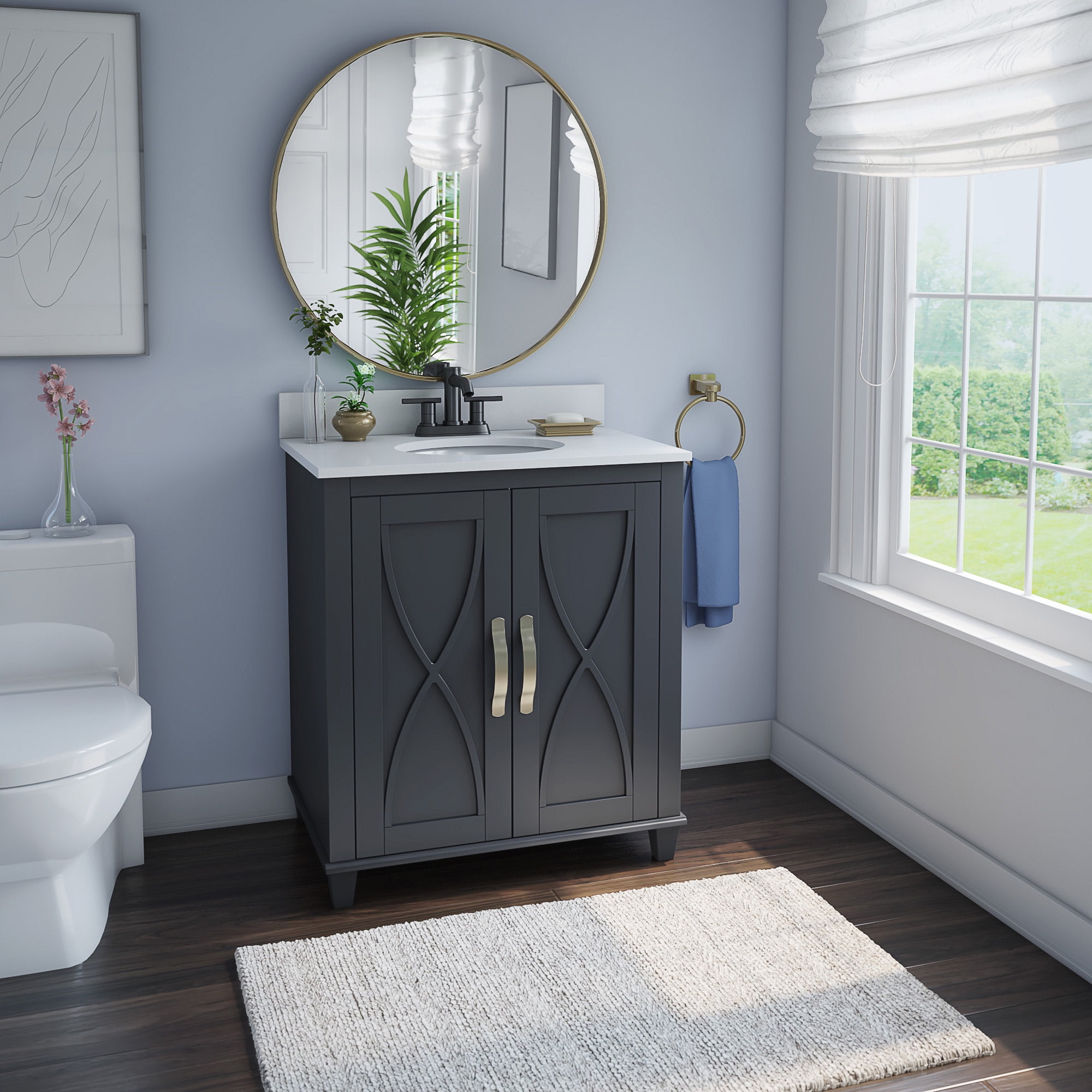 Metro Gray 30" Single Bathroom Vanity with White Stone Top