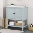 thumbnail image 1 of 30" Single Sink Bathroom Vanity, Freestanding Vanity with Undermount Ceramic Sink, Open Storage Shelf And 2 Doors, Wood Bathroom Cabinet For Small Space Home Bathroom, 1 of 9
