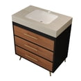 thumbnail image 1 of 30" Sintered Stone Top Bathroom Vanity with Storage, Bathroom Vanity with Ceramic Sink, Freestanding Storage Cabinet with Soft Close Drawers for Bathroom,Stone Gray,Walnut,White, 1 of 9