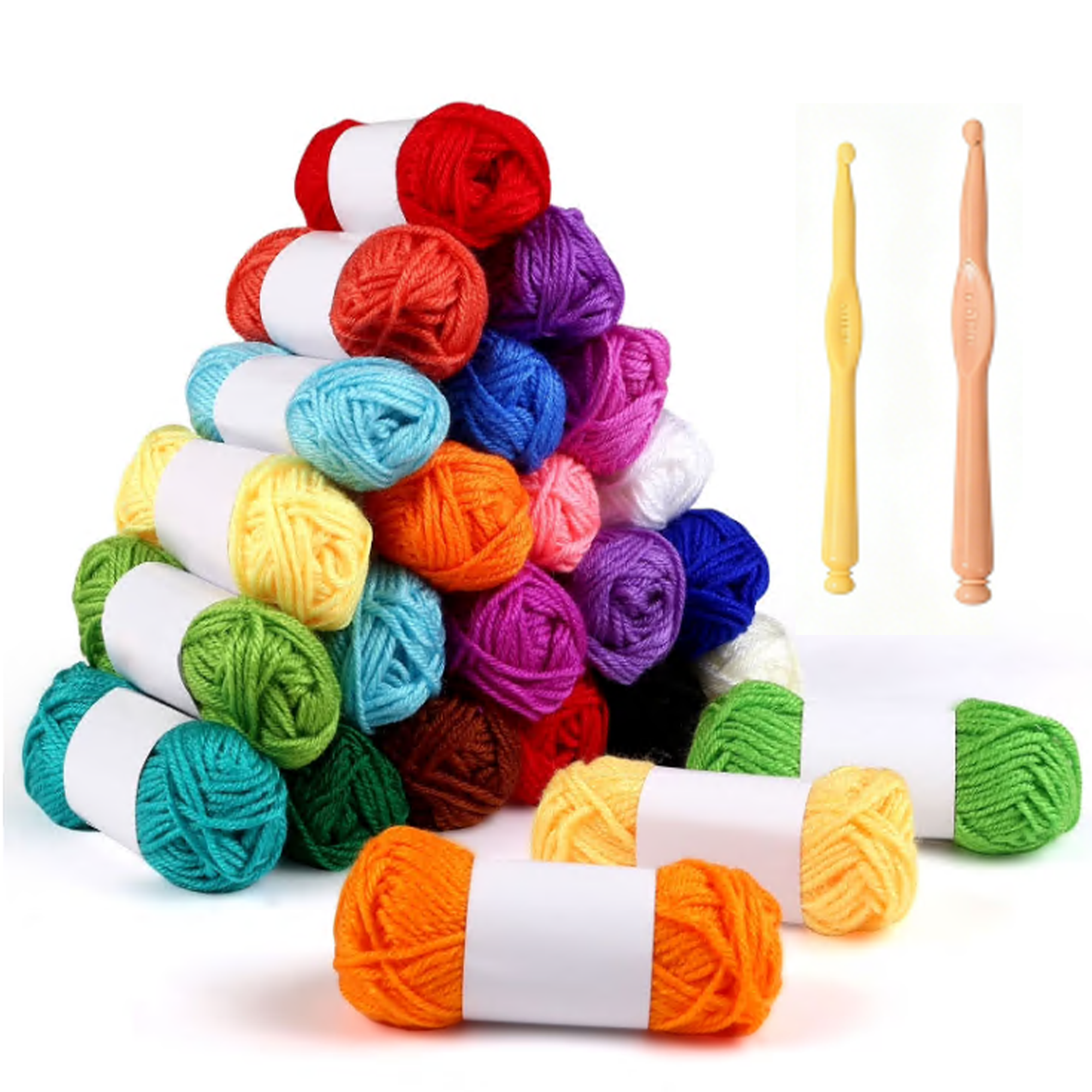 30 Skeins Bulk Yarn for Crochet Kit, Knitting Crochet Yarn Acrylic ,Multi-Colored, 1300 Yards