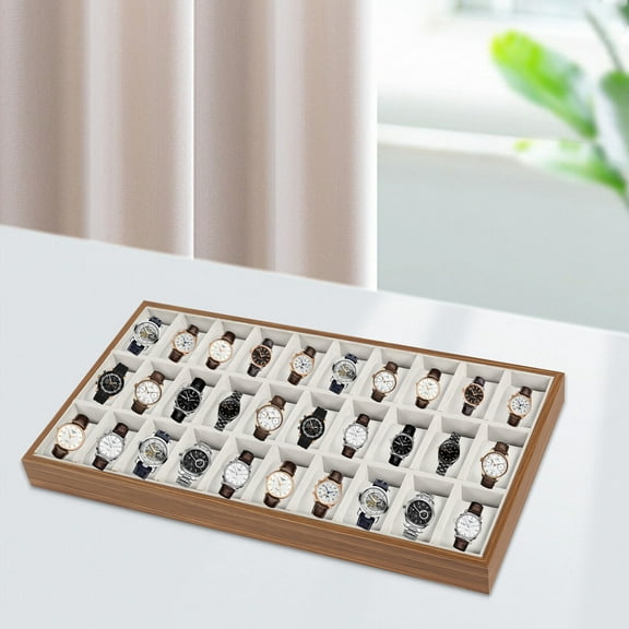30 Slot Men Watch Box Wooden Display Case Organizer Show Tray Jewelry Storage US