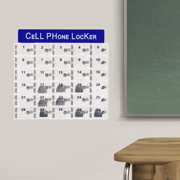 30-Slot Storage Cabinet Cell Phone Lock Box Cell Phone Storage Cabinet W/Locks& Keys for Offices, Schools