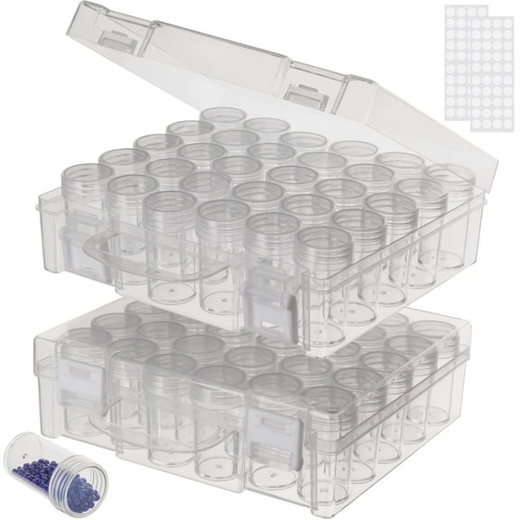 30 Slots Bead Organizer Box, Bead Storage Containers, Diamond Painting Storage Containers, Plastic Small Clear Embroidery Box for Rhinestones (2 Pack)
