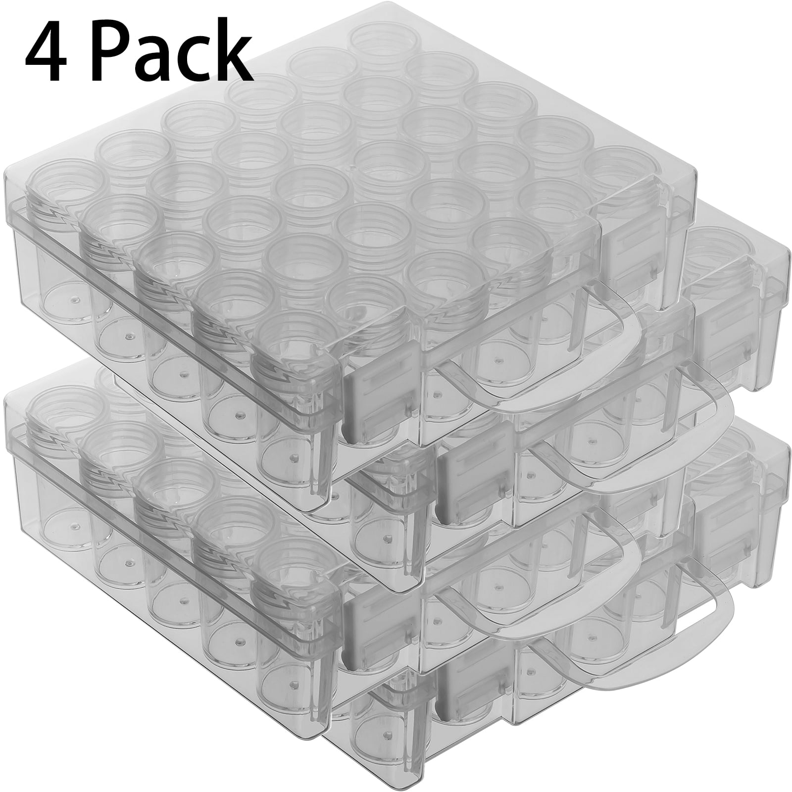 30 Slots Bead Organizer Box, Diamond Painting Storage Containers, Bead Storage Containers Plastic Diamond Painting Art Accessories Boxes Small Clear Embroidery Box for Craft Rhinestones Beads(4 Pack)