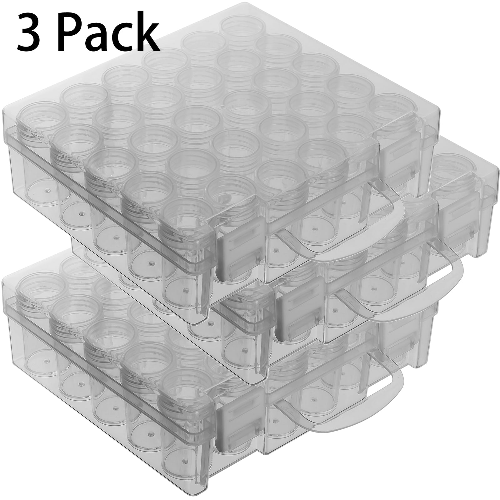 30 Slots Bead Organizer Box, Diamond Painting Storage Containers, Bead Storage Containers Plastic Diamond Painting Art Accessories Boxes Small Clear Embroidery Box for Craft Rhinestones Beads(3 Pack)