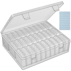 30 Slots Bead Storage Box, Bead Storage Containers, Mini Clear Bead Organizer Box Bead Organizers and Storage with Hinged Lid Labels for DIY, Beads, Nails, Screws, Small Parts (1 Pack)