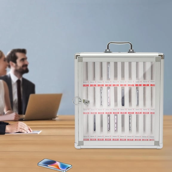 30-Slots Cell Phone Storage Cabinet Lockable Wall Mounted Locker Box for Office