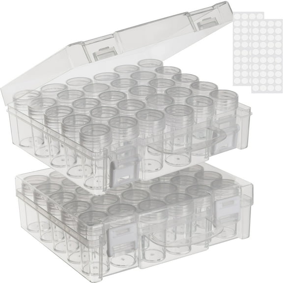 30 Slots Plastic Beading Craft and Hobby Storage Boxfor Seeds Beads Rhinestones Glitter Storage Containers.(2 Pack)