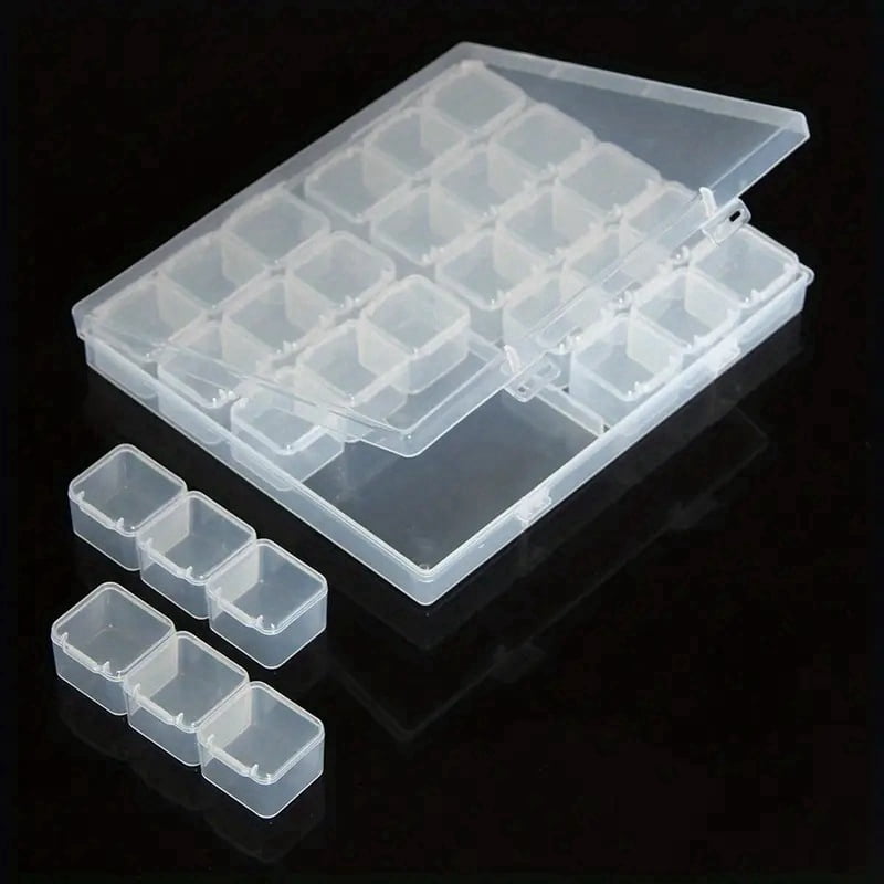 30 Slots Plastic Craft Organizer Case Diamond Painting Storage box Containers Rectangle Clear 20x17.5x2cm Small box: 9.7x3x2.2cm