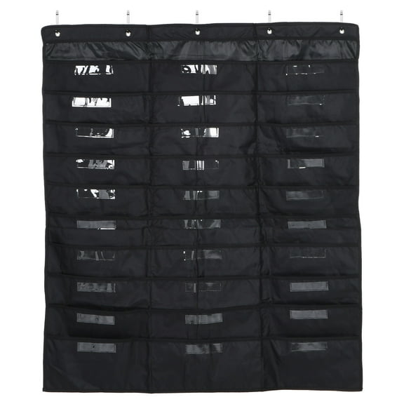 30 Slots Pocket Chart for Classroom, Wall Hanging File Organizer Large Black Storage Pocket Charts Label Door