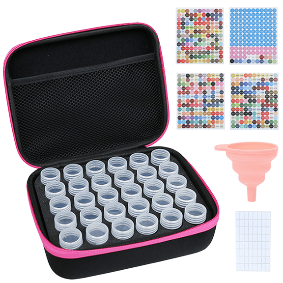 30 Slots Seed Storage Organizer Case,Portable Seed Storage Box with Zipper Bag,Seed Storage Container for Flower Plants Vegetable Garden-pink