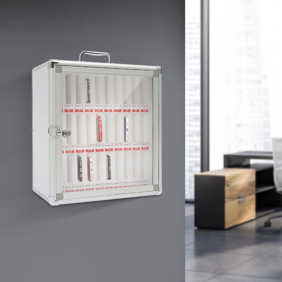 30 Slots Silver Rectangular Storage Cabinet Lockable Cell Phones Storage Cabinet Fit for Schools Classrooms Examination Rooms