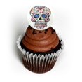 thumbnail image 1 of 30 Small 1.5" Assorted Day of the Dead Dia De Los Muertos Halloween Sugar Skull Edible Image Wafer Paper Deco Machine? Toppers Birthday Cake Cookie Cupcake Dessert Topper Decoration Party Supplies, 1 of 2