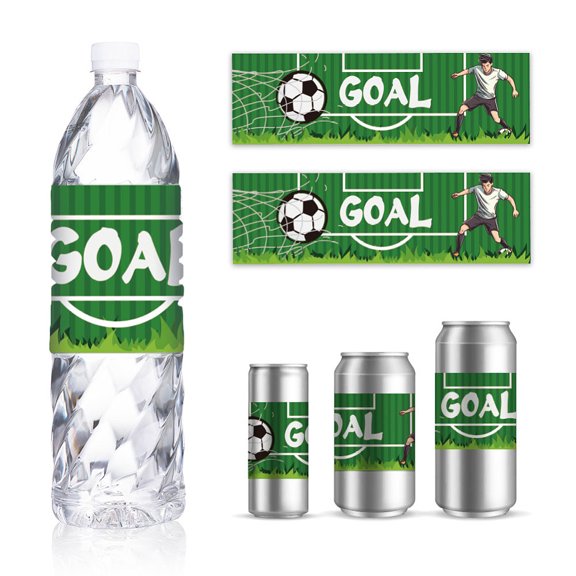 30 Soccer Theme Water Bottle Labels Personalized Stickers for Wedding Bridal Shower Party Drinking Bottle 8.5x2.5 Inches DIY