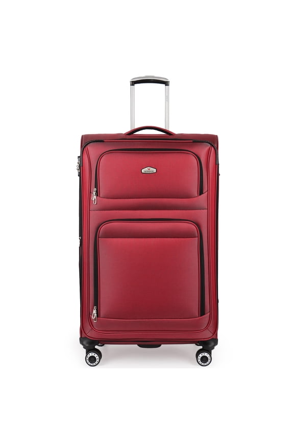 Softside Expandable Luggage Spinner Suitcase with Tsa Lock,30" Checked -Large,Red - WD1622