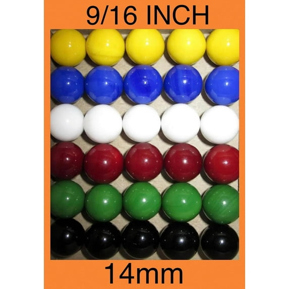 30 Solid Color Replacement Glass Marbles Aggravation, Dirty Marbles Board Game 14mm (9/16")