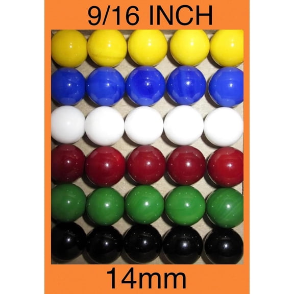30 Solid Color Replacement Glass Marbles Aggravation, Dirty Marbles Board Game 14mm (9/16")