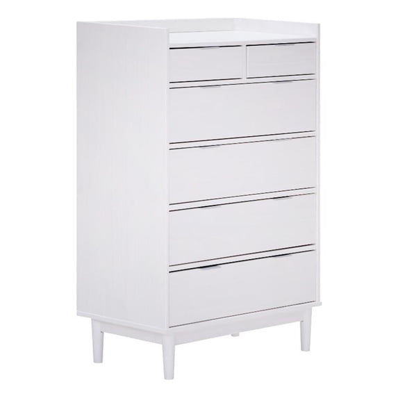 30" Solid Wood 6-Drawer Chest with Gallery - White