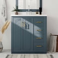 thumbnail image 1 of 30" Solid Wood Frame Bathroom Vanity with Storage, Modern Minimalist Bathroom Vanity with Ceramic Sink, Freestanding Storage Cabinet with Soft Close Doors for Bathroom, Blue, 1 of 9
