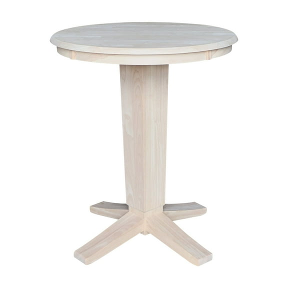 30" Solid Wood Round Top Counter Height Pedestal Dining Table in Unfinished