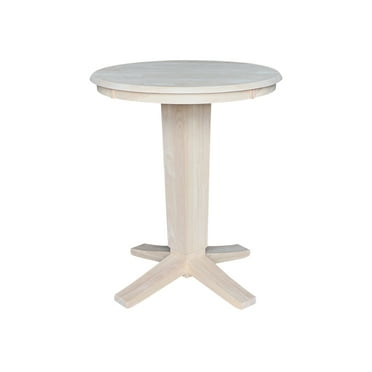 30" Solid Wood Round Top Counter Height Pedestal Dining Table in Unfinished