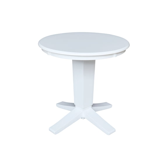 30" Solid Wood Round Top Pedestal Dining Table in White