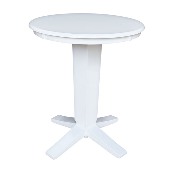 30" Solid Wood Round Top Pedestal Dining Table with 4 Counter Height Stools