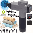 thumbnail image 1 of 30 Speed Deep Tissue Massage Gun with 4 Turkish CottonTowels - Percussion Massager Portable, 1 of 8