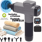 30 Speed Deep Tissue Massage Gun with 4 Turkish CottonTowels - Percussion Massager Portable