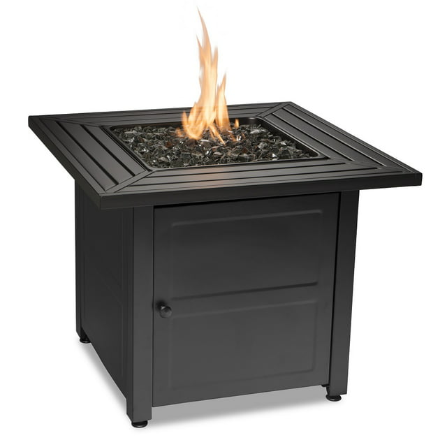 30" Square 30,000 BTU LP Gas Outdoor Fire Table with Black Fire Glass