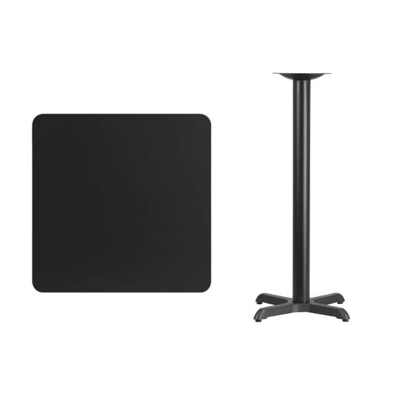30" Square Black Laminate Table Top With Bar Height X Base - Bar Height Restaurant Table