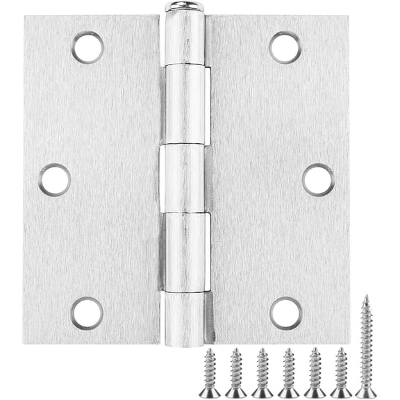 30 Square Door Hinges Satin Nickel 3.5" x 3.5 Inch Brushed Nickel Door Hinges,3 1/2" Interior Door Hinge Square Corners 3 1/2 " Iron Residential Hinges for Doors Hardware