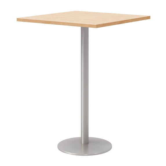 30" Square Pedestal Table - Maple Top - Silver Base - Bistro Height