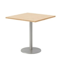 30" Square Pedestal Table - Maple Top - Silver Base