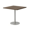 thumbnail image 1 of 30" Square Pedestal Table - Studio Teak Top - Silver Base, 1 of 3