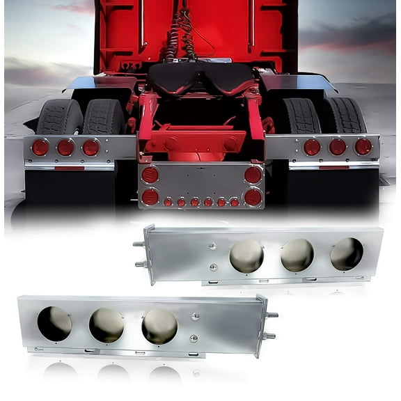 30" Stainless Steel Mud Flap Hanger w/ Light Cutouts Spring Loaded 2 1/2 Pattern