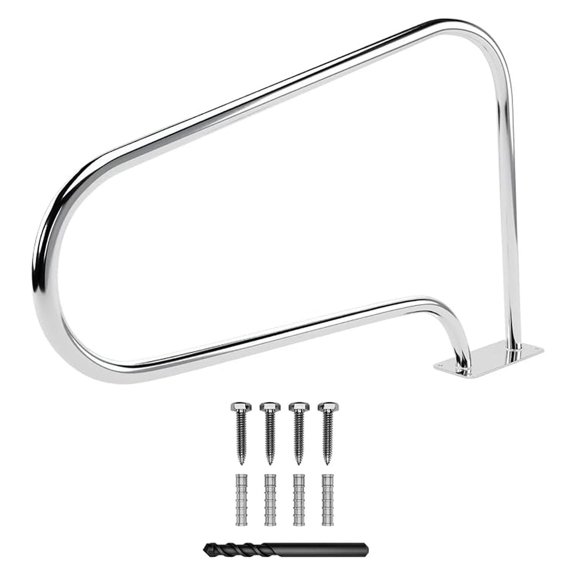 30" Stainless Steel Pool Handrail Small Easy Mount Grab Rail, Hardware Included Rustproof Compact Safety Handle for Inground Pools, Spas & Hot Tubs 22" Height