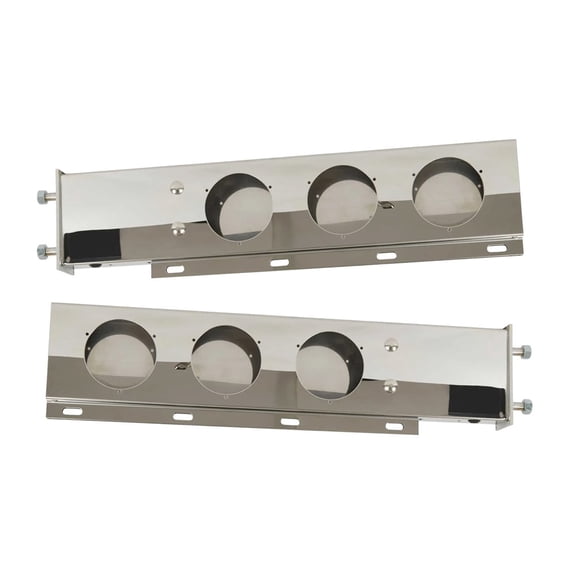30" Stainless Steel Spring-Loaded Mud Flap Hanger Light Bar with Round Light Cutouts – 2-1/2" Bolt Spacing – Heavy Duty Mounting Mudflap Holder Bracket for Semi Trucks & Trailers