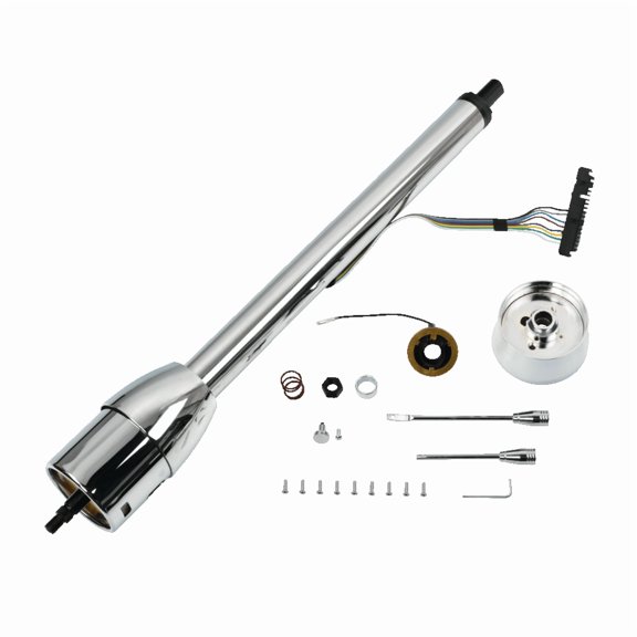 30" Stainless Steel Tilt Manual Universal Steering Column & Wheel Adapter No Key Chorme