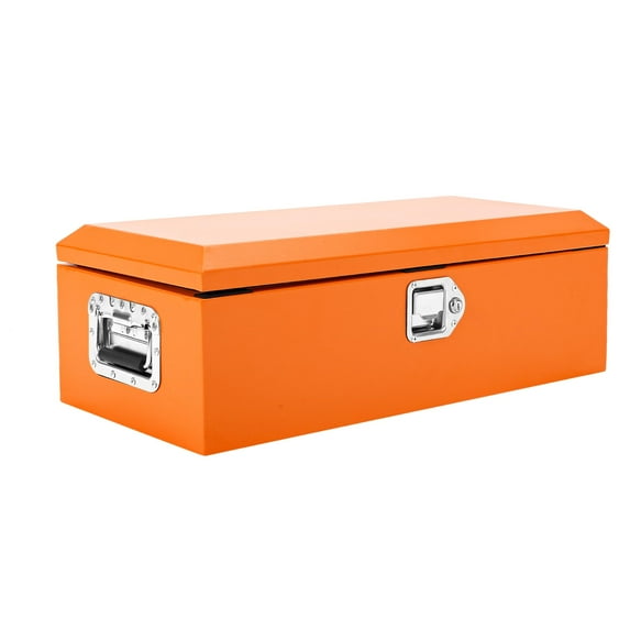 30" Steel Truck Bed Tool Box, Low-Profile Diamond Plate Tool Chest with Lock & Key for Pickup Truck Trailer RV