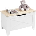 thumbnail image 1 of 30" Storage Bench, Entryway Shoe Ottoman, Farmhouse Style Bench with Handwoven Cushion and Metal Safety Hinges, for Bedroom, Living Room, Entryway, White, 1 of 7