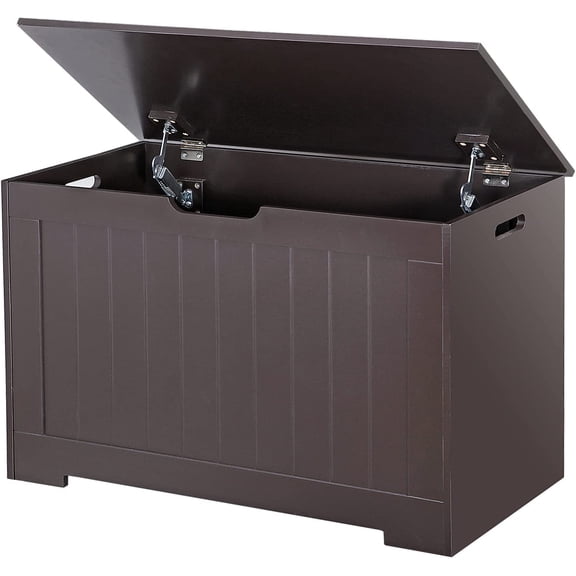 30'' Storage Chest, Large Wooden Storage Box Shoe Storage Bench, Chests Organizers w/2 Safety Hinges, Blanket Storage Trunk for Living Room, Bedroom, Entryway,Espresso