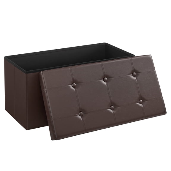 SONGMICS 30" Storage Ottoman Bench Folding Footrest Ottoman with Storage Brown